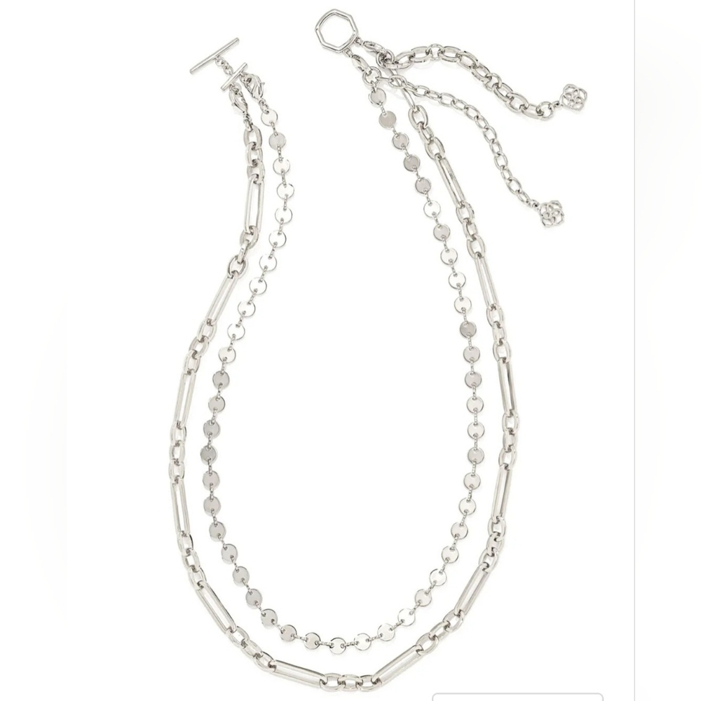 Kendra Scott Rhodium Silver Frankie Convertible Necklace NEW #2893